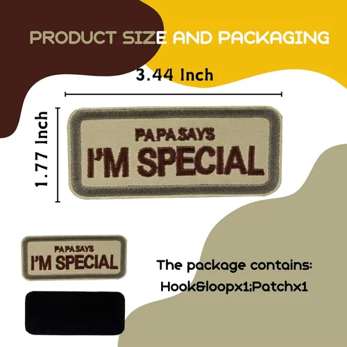 Miniatura 2 de Parche original para perro, táctico, militar, mascota, papá, dice que soy especial, emblema de moral marrón bordado, parche de gancho y bucle