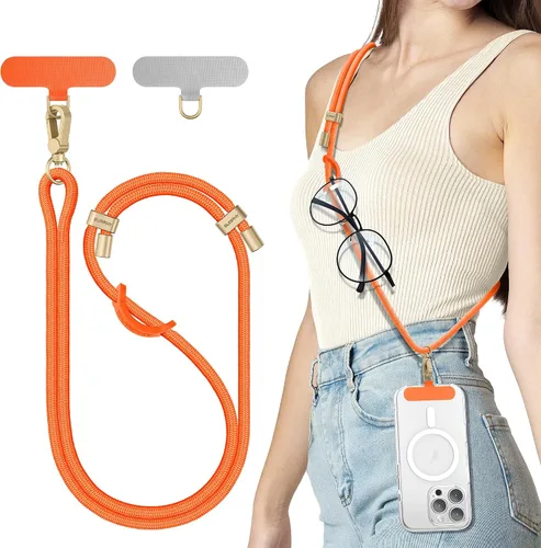 Miniatura 11 de SURPHY Cordón para teléfono, correa cruzada ajustable para teléfono con 2 pestañas de amarre para teléfono celular, hebillas de metal de alta Negro