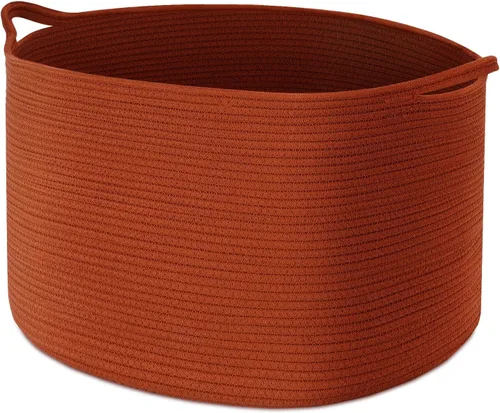Miniatura 13 de Maliton Cesta grande tejida para manta, 22 x 22 x 14 pulgadas, cesta de almacenamiento para organizar, cesta redonda de cuerda de algodón
