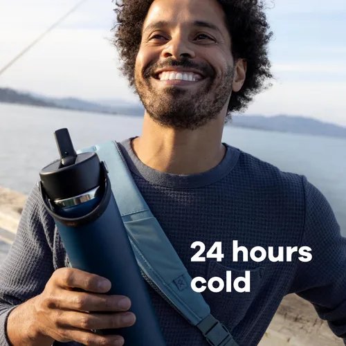Miniatura 8 de Hydro Flask Botella de agua – Acero inoxidable aislado – Tapa flexible con popote de boca ancha, antiderrames, a prueba de fugas y recargable de 40