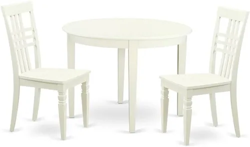 East West Furniture BOLG3-LWH-W - Juego de comedor de 3 piezas que contiene una mesa de cocina redonda y 2 sillas de comedor, 42 x 42 pulgadas,