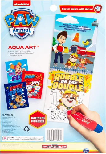 Miniatura 8 de Paw Patrol Aqua Art, Colorea 4 páginas de Aqua Art reutilizables con un bolígrafo de agua, actividades reutilizables sin desorden para niños