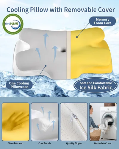 Miniatura 4 de Almohada Cervical para Alivio del Dolor de Cuello - Almohada Ergonómica para Dormir de Lado, Almohada de Espuma Viscoelástica con Contorno