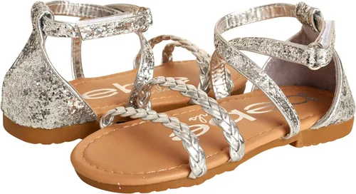 Miniatura 4 de bebe Sandalias para niñas pequeñas Sandalias de gladiador de cuero sintético trenzado con purpurina (5T-10T)