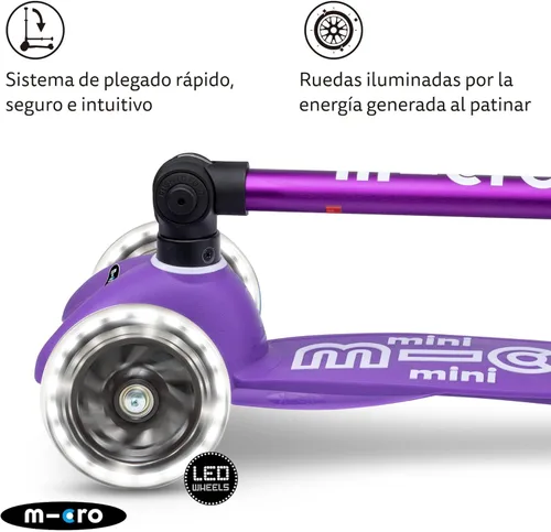 Miniatura 4 de Micro Kickboard - Mini Deluxe Scooter LED Plegable, 3 Ruedas, Inclinarse para Dirigir, Scooter Micro de Diseño Suizo con Ruedas LED que se Iluminan