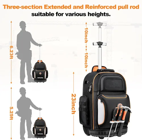 Miniatura 4 de Mochila de herramientas con ruedas, mochila de herramientas rodante para electricistas, bolsa de herramientas resistente con rueda para trabajo