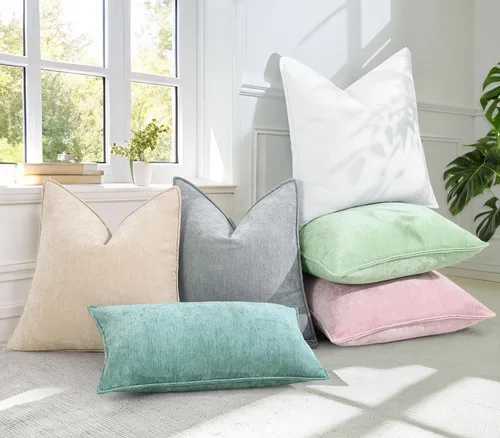 Miniatura 6 de decorUhome - Fundas de Cojín para Sofá 16x16 pulgadas Set de 2, Decorativas Suaves Euro Neutras de Felpilla con Diseño Elegante, Aqua Haze