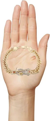 Miniatura 5 de Pulsera Santa Muerte Diamante Chapado en Oro 24K Santa Muerte Colgante Joyería con hoz Regalo de vacaciones (Oro), Acero inoxidable, brazanita