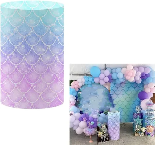 Miniatura 5 de Fundas cilíndricas con purpurina azul marino para fiestas, cubierta de pedestal, sirena subacuática, regalos de fiesta de cumpleaños, baby shower