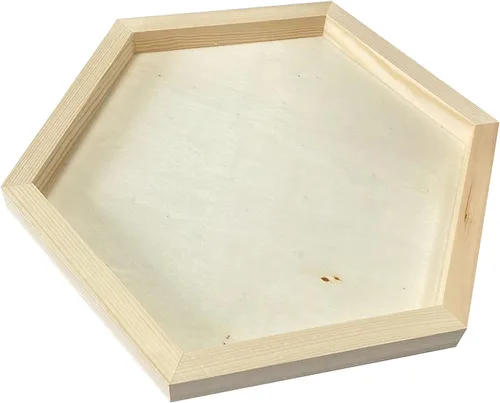 Miniatura 7 de Paneles de madera sin terminar para pintar, tableros con marco hexagonal de madera en blanco para manualidades y vertido de arte