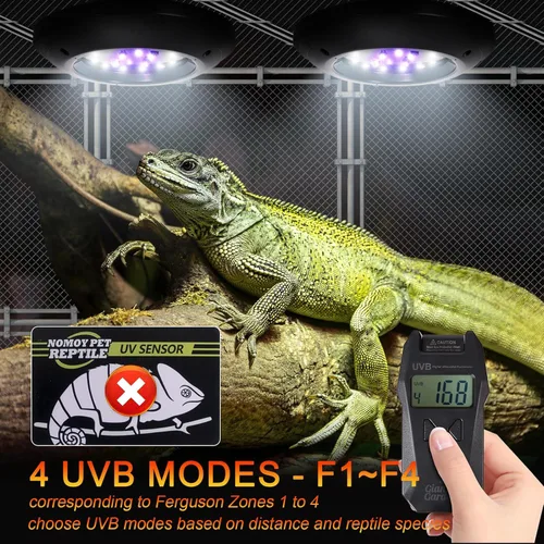Miniatura 5 de Luz LED UVB para reptiles, lámpara UVA UVB de 8 W - Interruptor temporizador, brillo ajustable, zonas Ferguson 1-4, lámpara UVI de bajo consumo