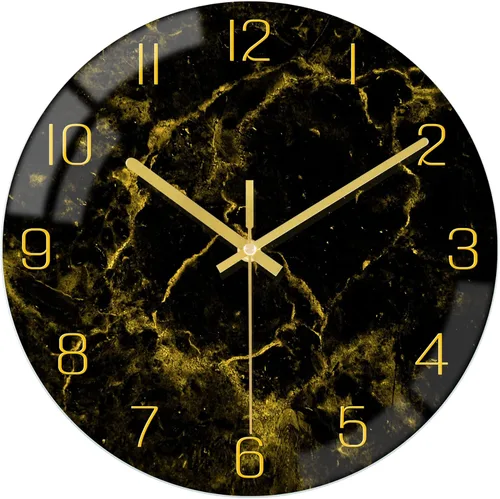 Miniatura 11 de VIKMARI Reloj de pared de cristal, silencioso, sin tictac, reloj de pared de cuarzo de calidad de 12 pulgadas, funciona con pilas, redondo, fácil
