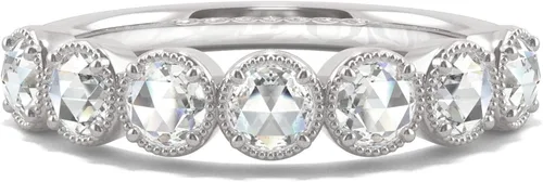 Miniatura 4 de Charles & Colvard Alianza de boda milgrain de corte rosa redonda de moissanita de oro blanco, 0.42cttw DEW