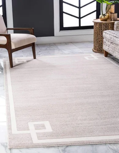 Unique Loom Colección Uptown de Jill Zarin - Alfombra moderna con textura de estilo griego, color beige (1.25 x 1.85 m)