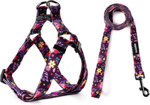 Miniatura 23 de QQPETS Juego de correa de arnés para perro, ajustable, resistente, sin tirones, arnés halter para perros de razas pequeñas, medianas y grandes, clip