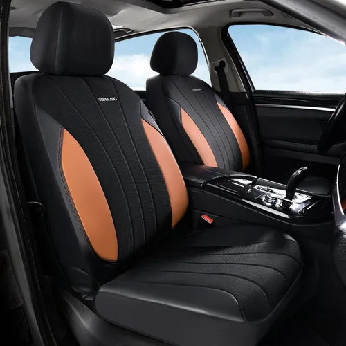 Miniatura 41 de Coverado Fundas de asiento delantero, fundas de asiento beige, 2 asientos, protectores de cuero para automóvil, paquete de 2, fundas de asiento