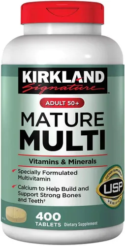 Kirkland Signature, Multivitaminas y minerales para adultos de más de 50 años, tabletas de 400 unidades