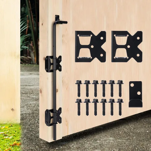Barra de acero para puerta de acero de 24 pulgadas, resistente para puertas de vinilo de madera o valla de doble puerta