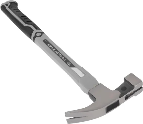 Miniatura 8 de Martillo de mango largo, martillo de 13 onzas, forma de cuerno de cordero cuadrado, 50HRC, diseño de doble V, mango de acero inoxidable, martillo