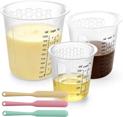 Miniatura 14 de Palksky Juego de tazas de silicona para derretir chocolate con 4 tazas medidoras de silicona (8.5 fl oz y 11.8 fl oz) y 4 espátulas resistentes al