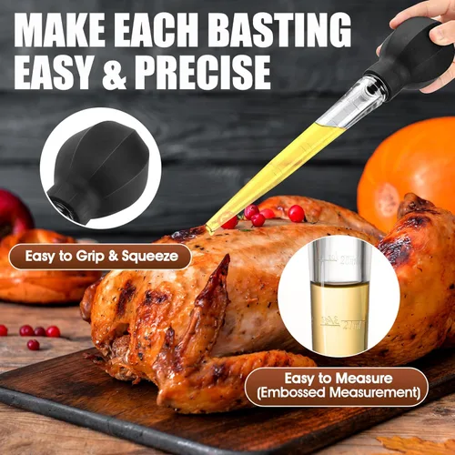 Miniatura 4 de SCHVUBENR Baster de Pavo Grande con Cepillo de Limpieza - Herramienta de Baster Premium para Cocinar - Fácil de Usar y Limpiar - Potente Baster