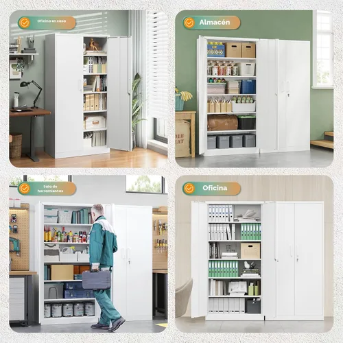 Miniatura 6 de Letaya Gabinete de Almacenamiento de Metal con Puerta con Cerradura Estante Ajustable, Casilleros de Acero de 72" para Oficina, Hogar, Escuela