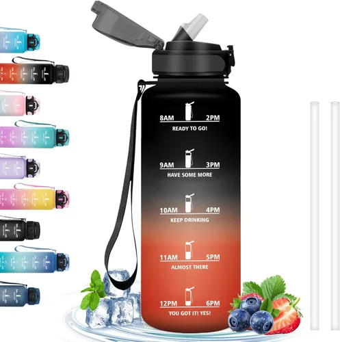 Miniatura 10 de Botella de agua – 16.9 fl oz – Botella de agua para niños, botella de sorbete a prueba de fugas, botella deportiva con marcador de tiempo, botella