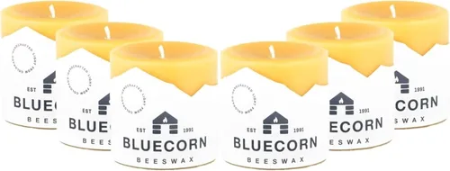 Bluecorn Beeswax Vela de pilar, cera de abejas natural 100% pura, velas de 3 x 3, combustión limpia y sin goteo, larga duración (50 horas), sin soja