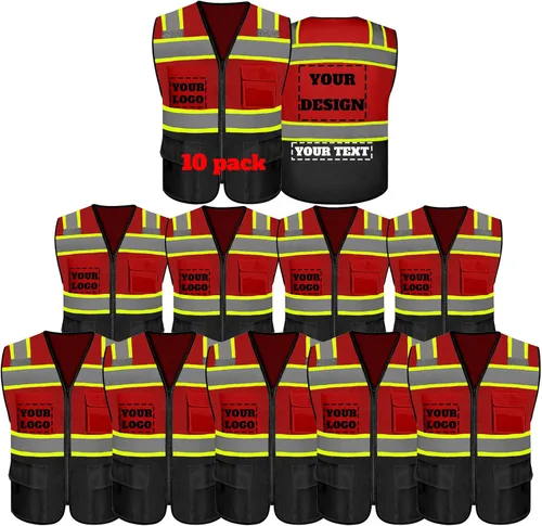 Miniatura 29 de Chaleco de seguridad reflectante de alta visibilidad con 5 bolsillos y cremallera clase 2 para adultos, unisex, ropa de trabajo de seguridad