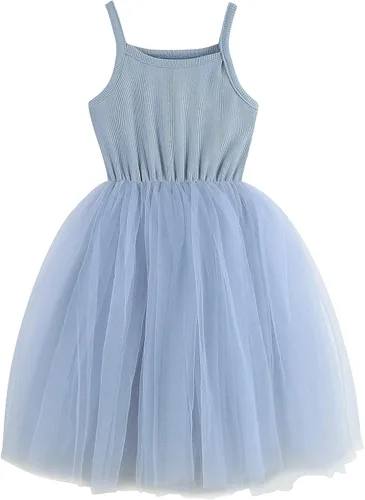 BTGIXSF - Vestido tipo tutú para niña, vestido sin mangasmanga larga para niña, vestido de verano de tul para niña