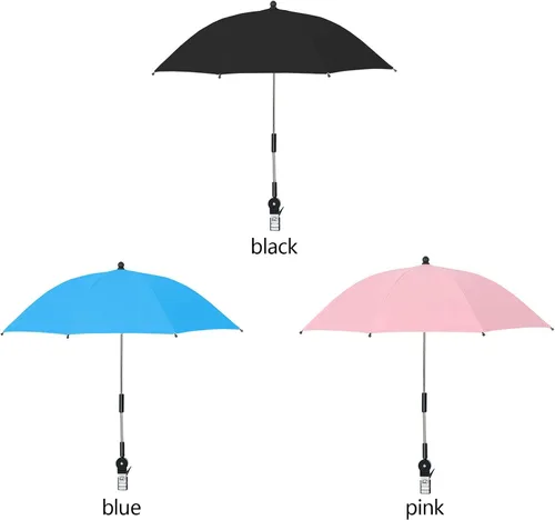 Miniatura 9 de Paraguas para silla con abrazadera universal, sombrilla de playa ajustable de 360°, protección UV, sombrilla portátil para cochecitos, sillas
