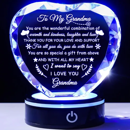 Miniatura 7 de YWHL Regalos de cumpleaños para abuelo de nieta, nieto, recuerdos de corazón de cristal para mi abuelo, regalo para abuelo de nietos en el día