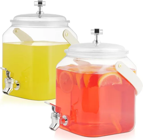 Miniatura 9 de Dispensador de bebidas de 1 galón, dispensador de jugos a prueba de fugas, dispensador de limonada de plástico sellado con tapas antioxidantes