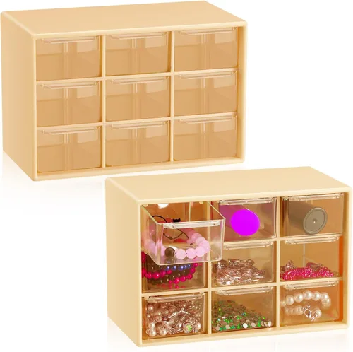 Miniatura 8 de Wenqik 2 Piezas Mini Cajones de Almacenamiento Organizador de Caja de Herramientas para Maestros con 9 Cajones Transparentes Pequeño Organizador