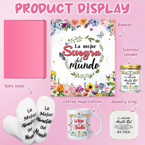 Miniatura 3 de Reallnaive 6 piezas de regalos de Abuela, regalos para La Mejor Abuelita Del Mundo, regalos españoles para abuela, cumpleaños, incluyendo manta