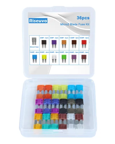 Riseuvo Juego de 36 fusibles de automóvil – Fusibles surtidos de repuesto de cuchillas para automóvil, RV, cámper, barco, camión, motocicleta (2A 3A