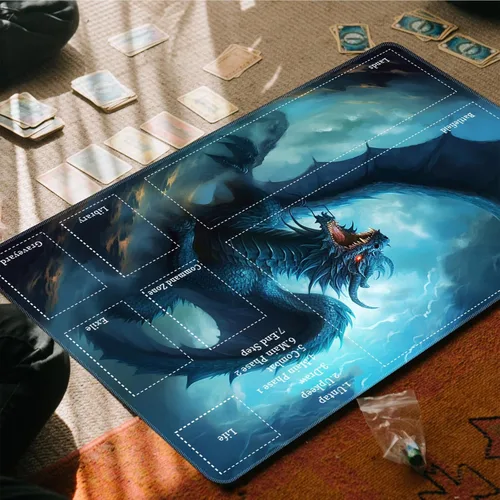 Miniatura 7 de Tapete de juego para MTG Playmat con zonas, 24 x 14 pulgadas, tapete de juego TCG ideal para MTG Playmat Game Trading Board, impresión original