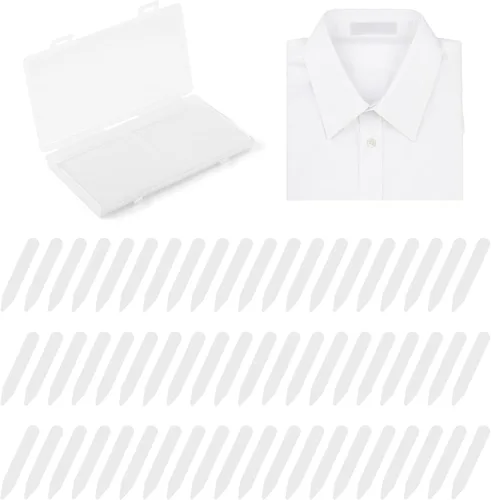 Miniatura 11 de 200 soportes de cuello para camisas de vestir de hombre, collar de plástico con funda de almacenamiento, inserciones invisibles de cuello de camisa