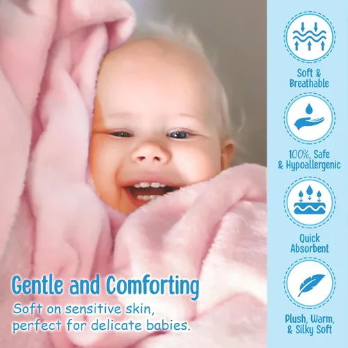 Miniatura 3 de Baby So... Suave y cálida – Mantas de felpa para bebé, azul, rosa, amarillo, blanco para niños, niñas, niños, recién nacidos, bebés, niños pequeños