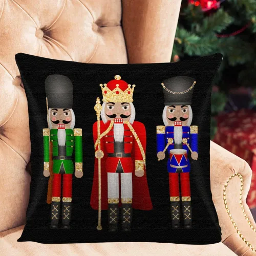 Miniatura 6 de Funda de almohada de cascanueces de dibujos animados de Navidad, decoración del hogar, funda de cojín cuadrada para sofá cama, funda de almohada