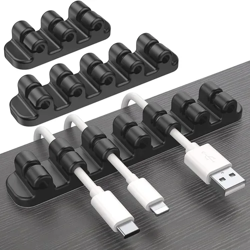 SOULWIT Soporte de Cable Mejorado, Clips Organizadores de Gestión de Cables de Silicona Autoadhesivos para Escritorio Cable de Carga USB Cable de