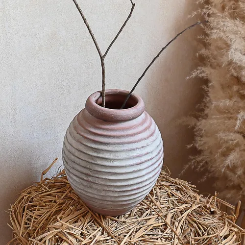 Miniatura 4 de Florero de cerámica antiguo para sala de estar, dormitorio, 7.87 pulgadas, decoración de granja para ramo, planta falsa, decoración del hogar
