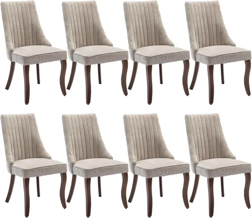 Miniatura 27 de Juego de 2 sillas de comedor, cómodas sillas decorativas tapizadas en tela para cocina y sala de estar, sillas de comedor con acolchado acanalado