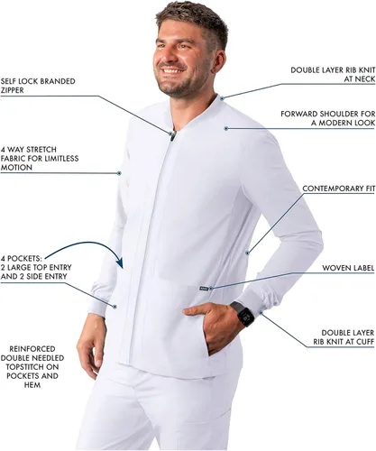 Miniatura 3 de Adar Addition Scrubs para hombre - Chaqueta médica con cremallera