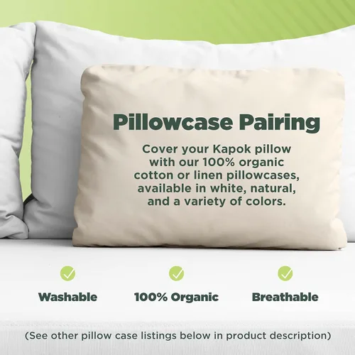 Miniatura 6 de Bean Products Kapok - Almohada de 12 x 20 pulgadas, algodón orgánico, vegano, de calidad premium, hecho en Estados Unidos, cojín para el suelo
