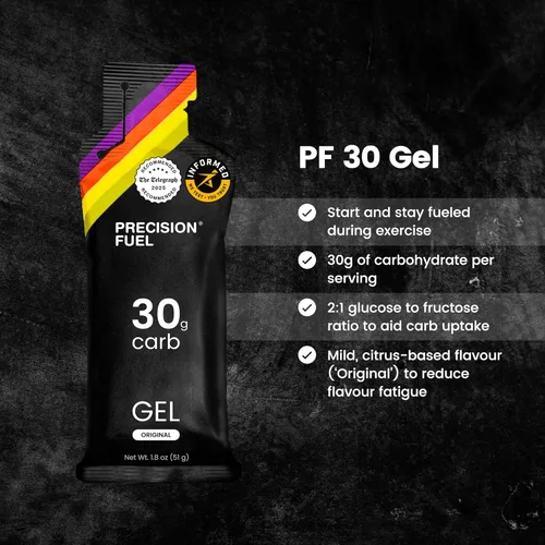 Miniatura 2 de Geles de Energía Precision Fuel PF30 - Geles de Sabor Neutro y Suave para Correr para Atletas de Resistencia, 30g de Carbohidratos, Fáciles