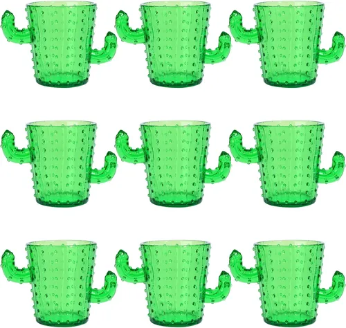 Miniatura 7 de ZZYFGH Vasos de chupito de cactus de plástico (juego de 12), 2 onzas, lindos vasos de tequila de cactus verdes para occidental, despedida