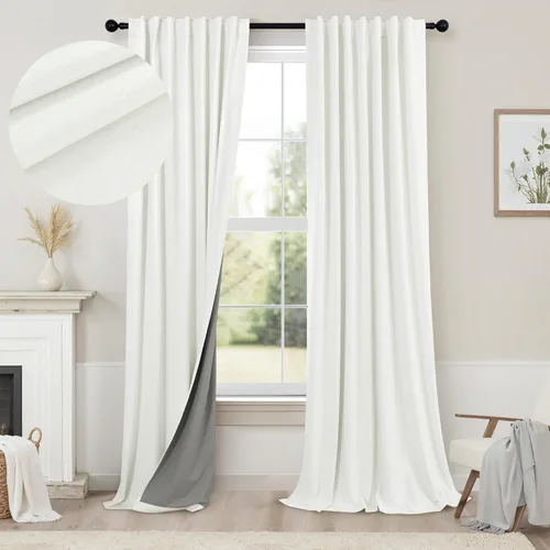 Miniatura 58 de Pitalk Cortinas cortas 100% opacas de lino para cafetería, 40 pulgadas de largo, 2 paneles, cortinas de puerta francesa para ventana, cortina