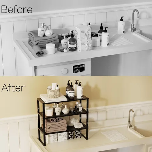 Miniatura 6 de Organizador de Estante de Metal Ajustable y de Alta Resistencia - Estante de Almacenamiento Expandible y Apilable para Despensa para Cocina, Baño