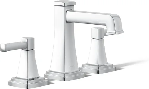 Miniatura 35 de KOHLER K-27399-4K-2MB Riff - Grifo de lavabo de baño amplio, grifos de baño de 3 agujeros con drenaje clicker, 1.0 GPM, latón moderno cepillado